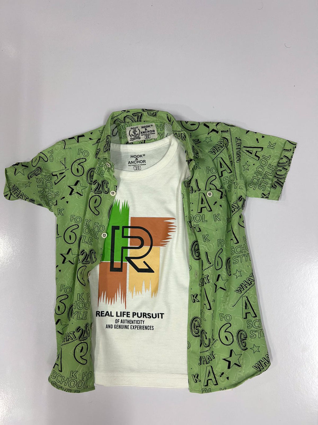 Printed Cotton Double Shirt  (Green)