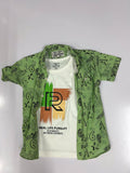 Printed Cotton Double Shirt  (Green)